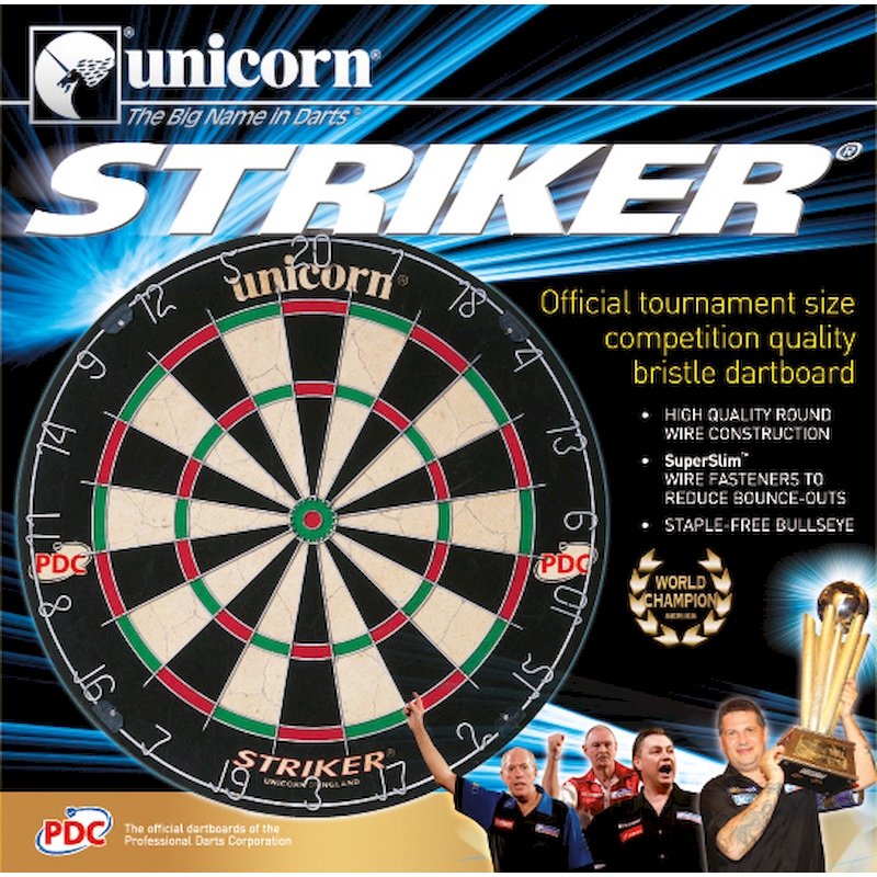 Unicorn Striker Dart Matte – Leichte EVA Dartmatte, Schwarz, Mit Abwurfmarkierung