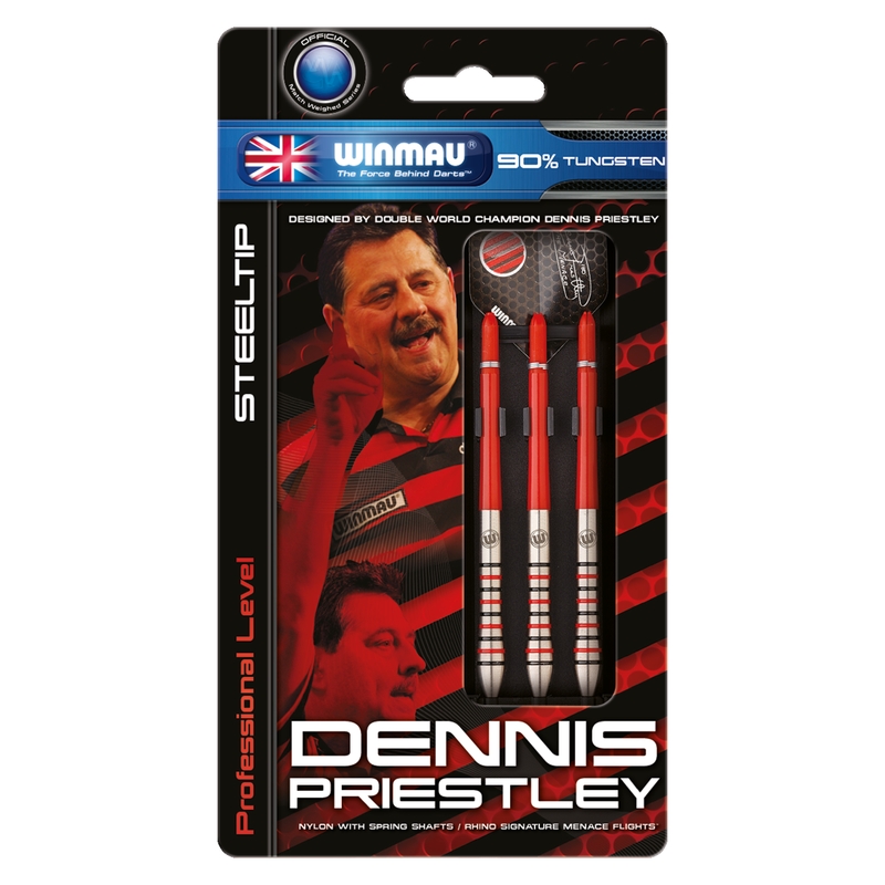 Winmau Dennis Priestley 'Dennis the Menace' 90% Tungsten Steel Tip Darts 