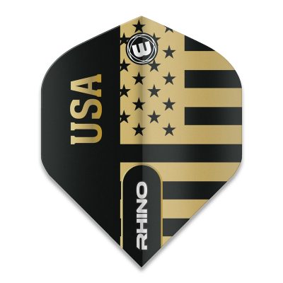Winmau Flights - Rhino Extra Thick - Black & Gold Flag - USA